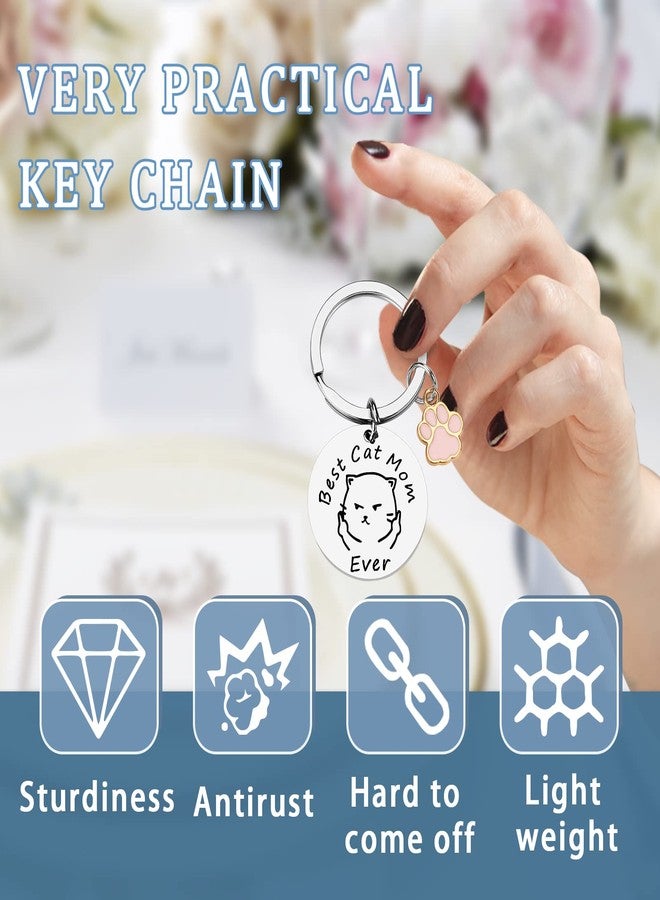 PLwelth Cat Mom Keychain Funny Mom Gift Keychain for Women Cats Tag Pendent Mother Car Keyring New Puppy Cat Keyring from Daughter Son Husband for Birthday Mother’s Day Valentine's - Image 3